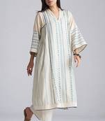 Ivory with blue cotton linen co-ord set