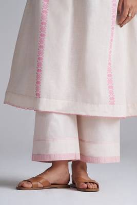 ivory & morning glory pink cotton linen co-ord set with thread detailing 4