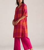 Tomato and fuchsia mul-mul co-ord set