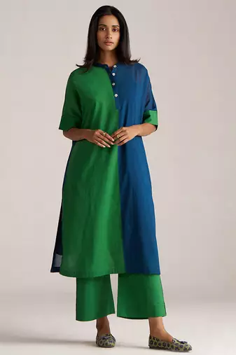 Blue and green mul-mul co-ord set