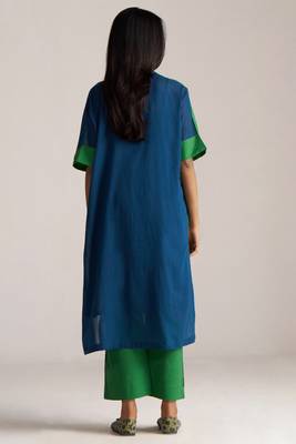 blue & green mul cotton co-ord set with half and half design 5