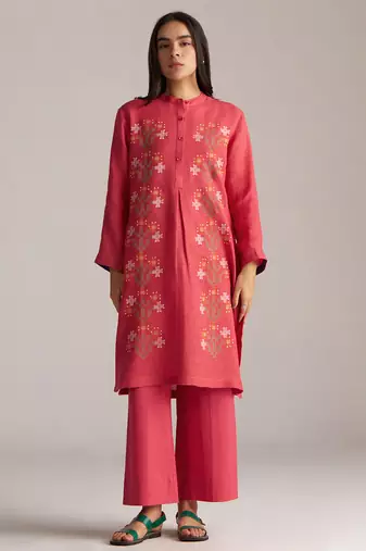 Claret red linen co-ord set