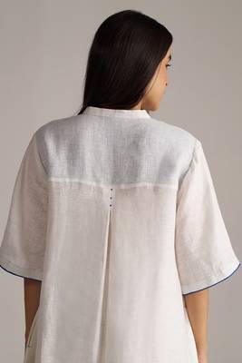 white linen co-ord set with jamdani inspired embroidery 3