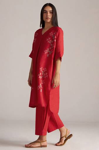 High risk red linen co-ord set