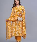 mustard yellow printed kurta set with dupatta