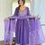 purple rayon embroidered anarkali suit with dupatta
