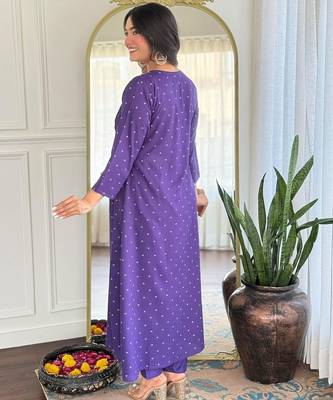 purple rayon embroidered anarkali suit with dupatta 4