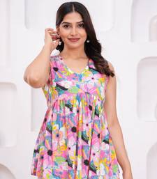 multicolor rayon floral printed casual tunic top