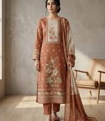 Stylee lifestyle orange linen digital printed dress material