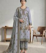 Stylee lifestyle grey linen digital printed dress material