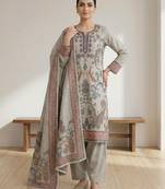 Stylee lifestyle olive linen digital printed dress material