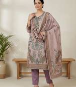 pink digital print linen dress material set