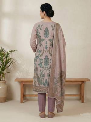 pink digital print linen dress material set 2