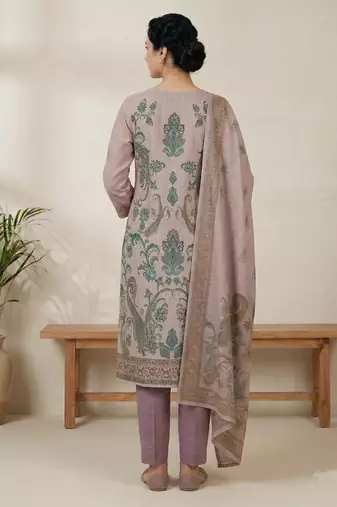 pink digital print linen dress material set