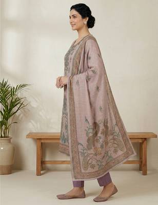 pink digital print linen dress material set 3