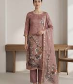 Stylee lifestyle rust linen shimmer digital printed dress material
