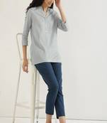 Women sky blue airy linen short kurta