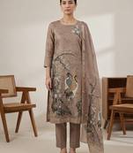 Stylee lifestyle gold linen shimmer digital printed dress material