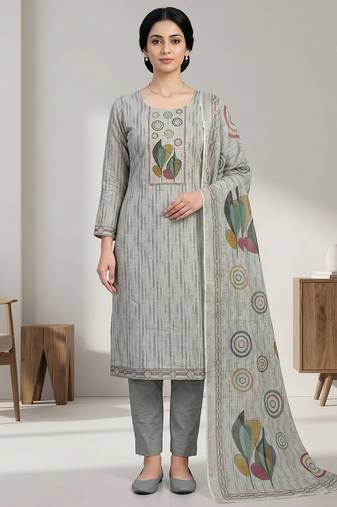 beige linen shimmer digital printed salwar suit material