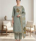 Stylee lifestyle green linen shimmer digital printed dress material