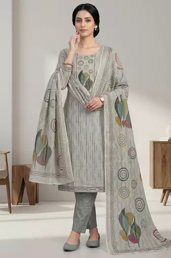beige linen shimmer digital printed salwar suit material