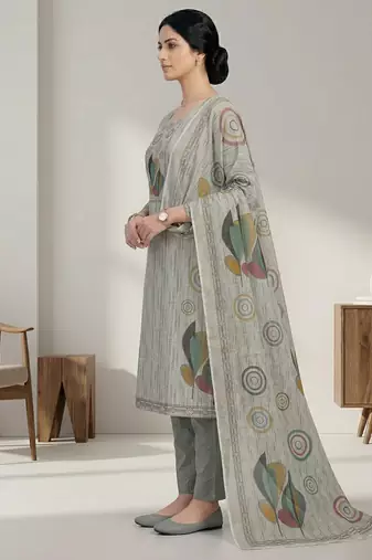 beige linen shimmer digital printed salwar suit material