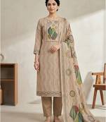 Stylee lifestyle orange linen shimmer digital printed dress material