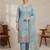 Stylee lifestyle teal linen shimmer digital printed dress material