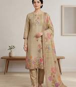 Stylee lifestyle yellow linen shimmer digital printed dress material