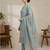 Stylee lifestyle teal linen shimmer digital printed dress material