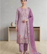 lavender linen shimmer digital printed dress material