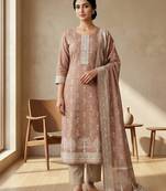 rust linen shimmer digital printed suit material