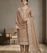 brown linen shimmer digital printed suit material