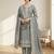 Stylee lifestyle grey linen shimmer digital printed dress material