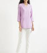 Women lilac airy linen short kurta
