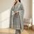 Stylee lifestyle grey linen shimmer digital printed dress material
