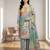 Stylee lifestyle teal linen shimmer digital printed dress material