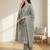Stylee lifestyle grey linen shimmer digital printed dress material