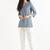 Women english blue airy linen short kurta