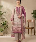 pink digital print linen shimmer suit material for women