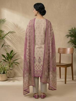 pink digital print linen shimmer suit material for women 4