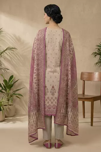 pink digital print linen shimmer suit material for women