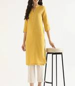 Mandarin collar cotton linen straight kurta