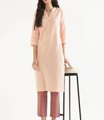 Mandarin collar cotton linen straight kurta