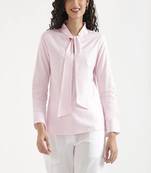 Styllow women knotted blush pink linen blend kurties