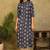 Styllow women printed viscose rayon a-line kurta (navy blue)