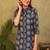 Styllow women printed viscose rayon a-line kurta (navy blue)