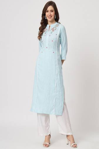Styllow women embroidered viscose rayon straight kurta