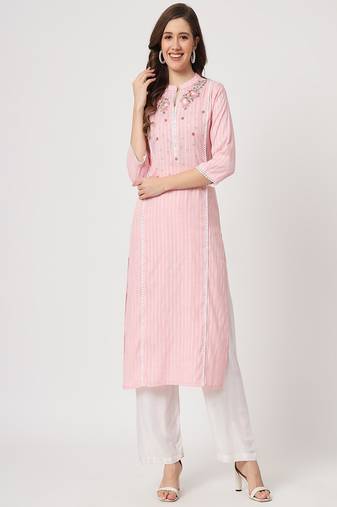 Styllow women embroidered viscose rayon straight kurta