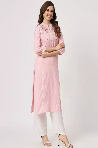 Styllow women embroidered viscose rayon straight kurta